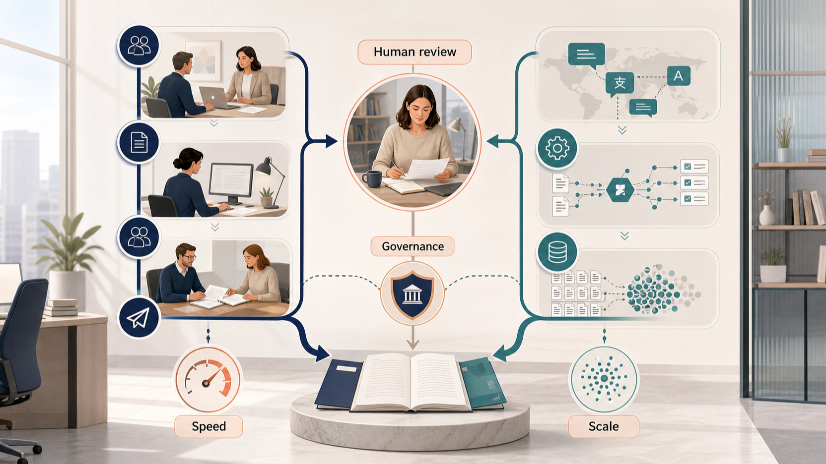 Editorial illustration for Translation agency vs language-AI platform: procurement trade-offs for UK teams